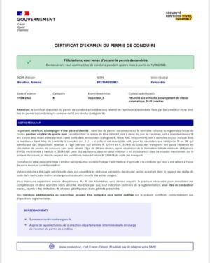 Nouveau CEPC permis de conduire